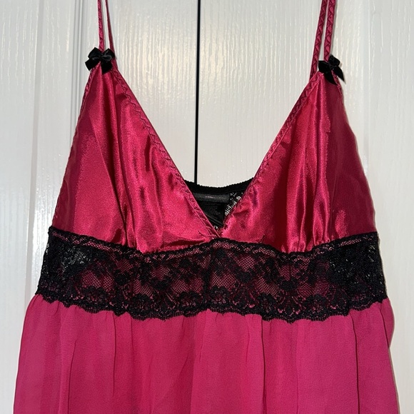 Secret Treasures Babydoll Hot Pink Polyester with Lace Size Medium - Picture 3 of 13